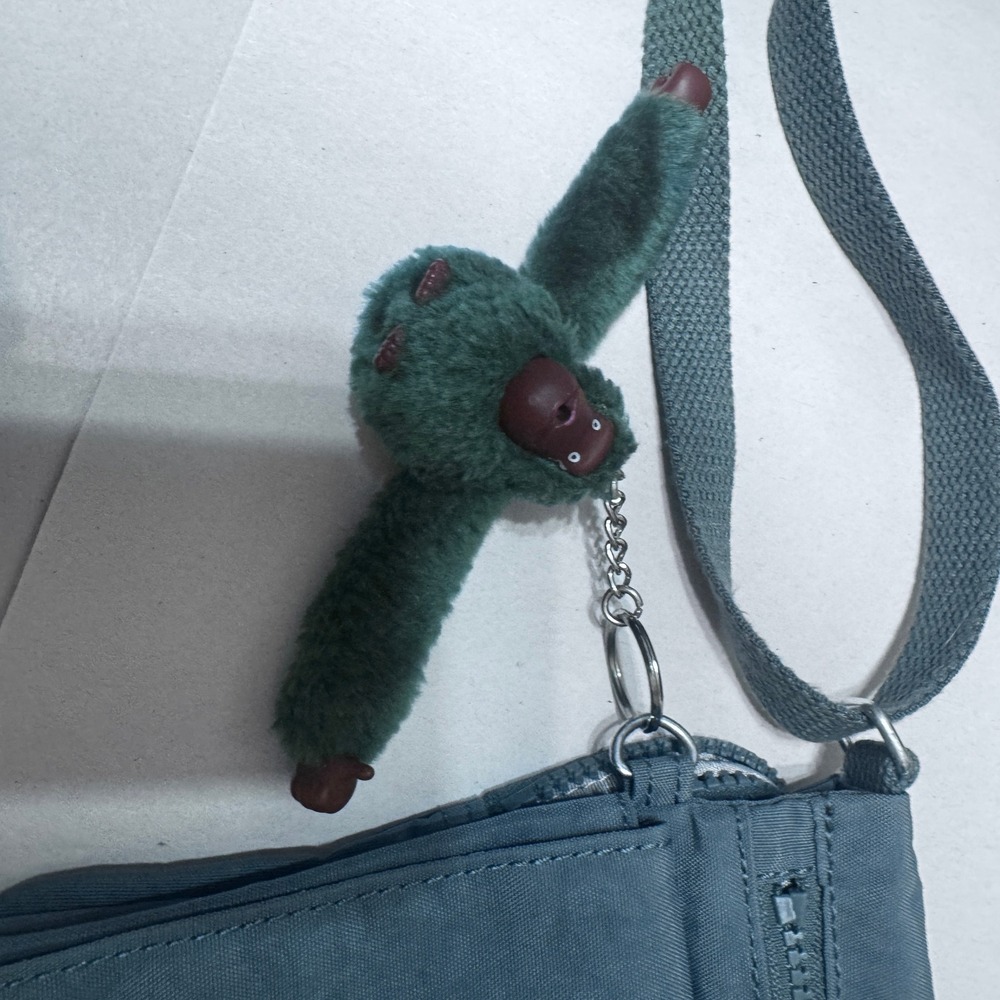 Kipling Eldorado Nylon Crossbody Bag Green Small Travel Organizer Monkey Charm View 2